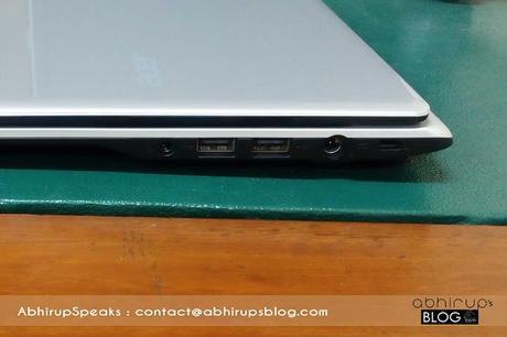 Review on Acer Aspire V5-123-notebook showing images of HDMI - Ethernet ports