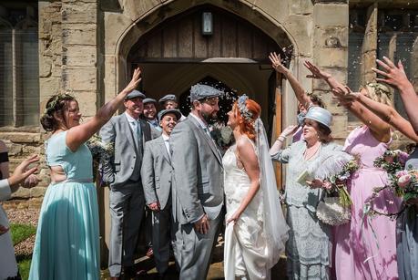 a confetti photograph at hillmorton church 