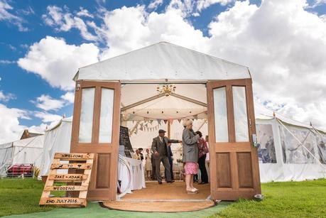 entrance to the wedding marquee