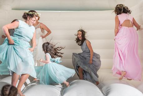 bridesmaid laughing at wedding 