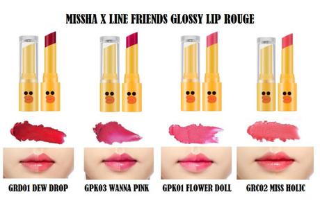 Missha Line Friends Glossy Lip Rouge colours