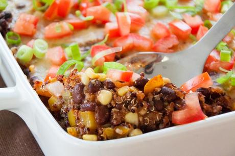 Cheesy Quinoa and Black Bean Casserole