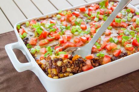 Cheesy Quinoa and Black Bean Casserole