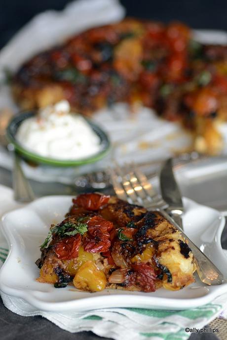 heirloom tomato onion tarte tatin