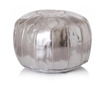 Silver Moroccan Leather Pouffe