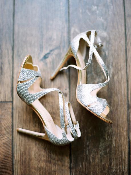 Chic outdoor wedding with elegant details metallic-bridal-shoes