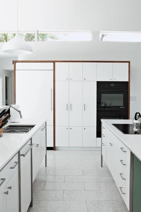 Contemporary Whte Kitchen With White Quartz Countertops