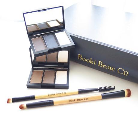 booki brow co trio eyebrow powder and highlighter light brown blonde dark brown charcoal duo brow brush duo highlighting brush