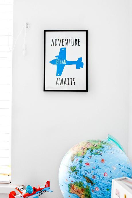 adventure awaits print, modern prints for kids, scandi kids, plane themed bedroom, plane bedroom, kids decor, modern kids decor, airplane kids room, 