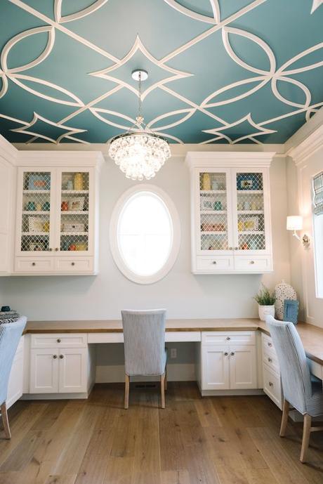 Benjamin Moore Baltic Sea CSP-680 with overlay pattern in Dove White.. I've been looking for this color!!: 