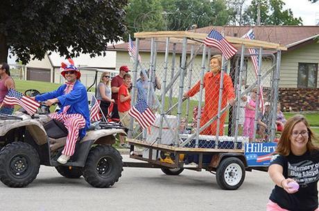 Hillary For Prison float, Arcadia, Iowa, June 30, 2016