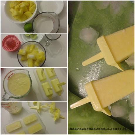 SUCETTES GLACÉES À L’ANANAS / ANANAS ICE POPS / PALETAS HELADAS DE ANANAS /المجمدة  مصاصات الاناناس