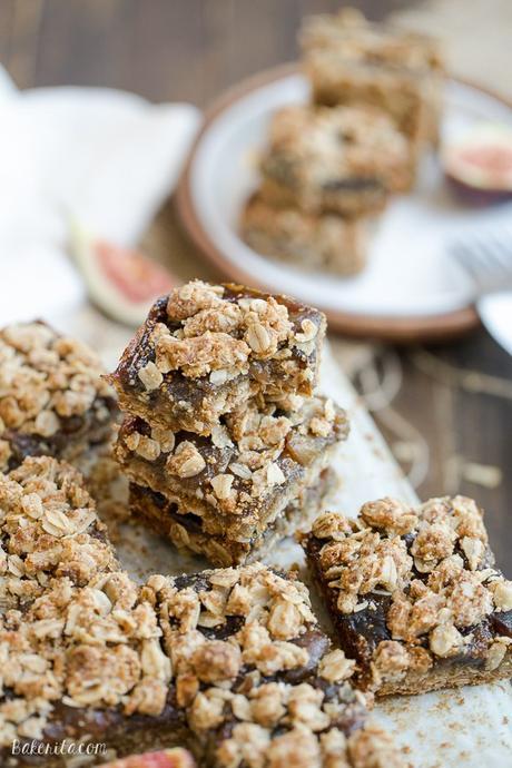 These Oatmeal Fig Bars are an incredible way to use your fresh figs! These gluten-free + vegan bars taste like Fig Neutons, but without the guilt or refined sugars. Enjoy them for breakfast or as a snack!