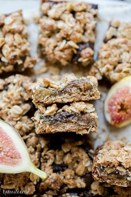 These Oatmeal Fig Bars are an incredible way to use your fresh figs! These gluten-free + vegan bars taste like Fig Neutons, but without the guilt or refined sugars. Enjoy them for breakfast or as a snack!