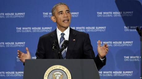 President Obama addresses the White House Summit on Global Development (Photo: VOA)