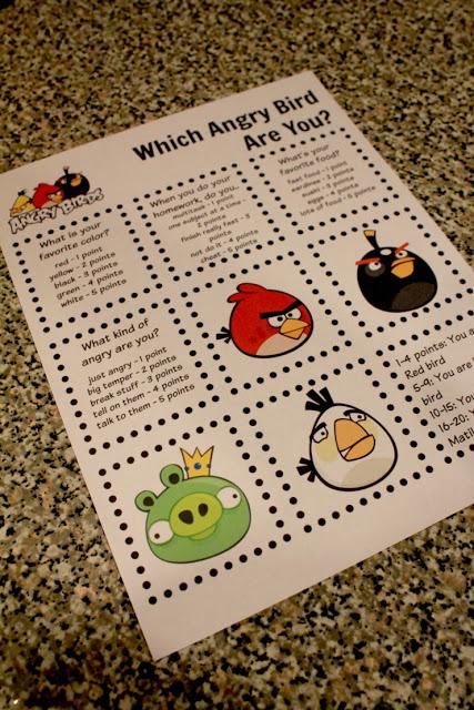 Printable Angry Birds Trivia Game