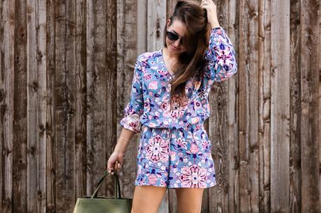 Amy Havins wears a printed romper from Old Navy.