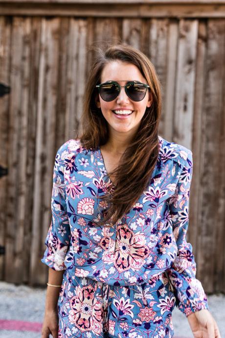 Printed Romper Amy Havins wears a printed romper from Old Navy.