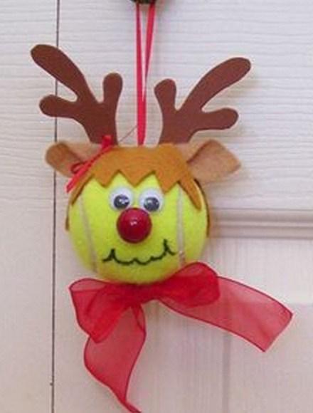 Tennis Balls Transformed Into Christmas Ornaments