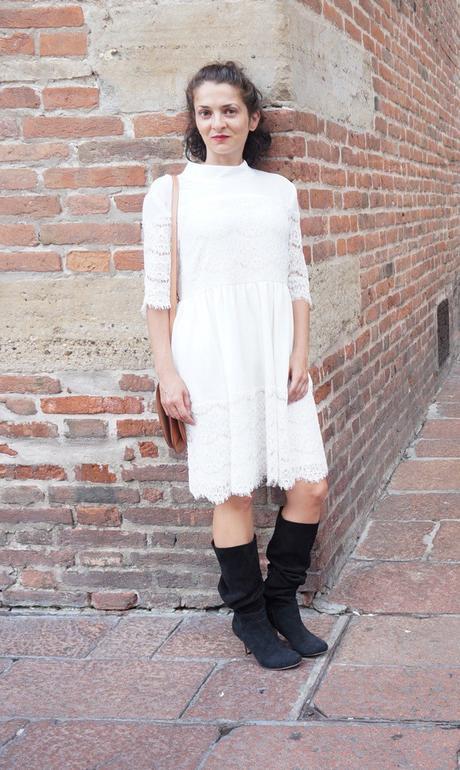 TREND SPOTTING: The White Lace Babydoll Dress with Black Boots for Fall 2016
