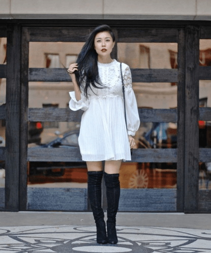 TREND SPOTTING: The White Lace Babydoll Dress with Black Boots for Fall 2016