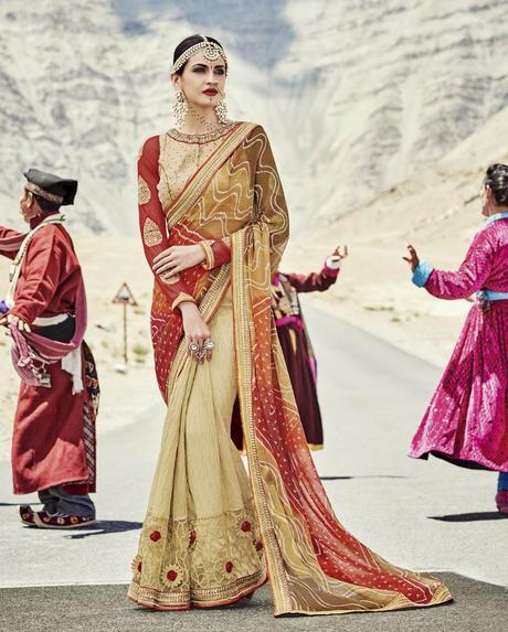 lovely-golden-colored-printed-georgette-chiffon-saree-2007