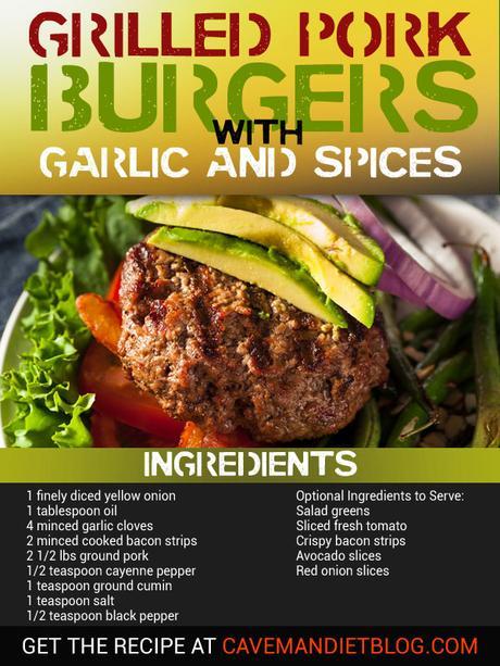 paleo dinner recipes pork burgers image with ingredients