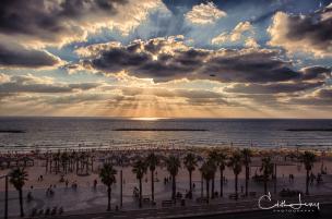 Tel Aviv, Israel, beach, summertime, Gordon Beach, sea, Mediterranean, sunset, sky, golden hour, travel photography