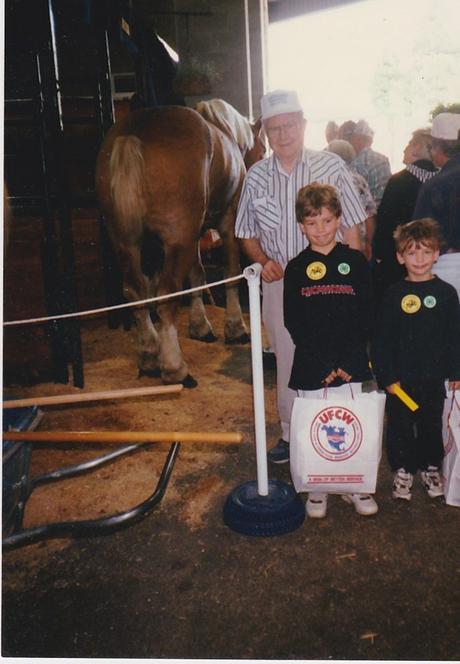 State Fair Clydesdale and kids