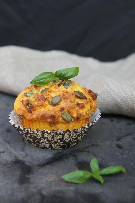 Roasted Pumpkin, Parmesan and Basil Muffins