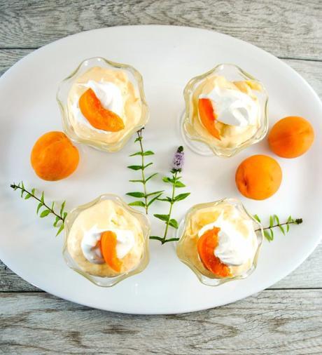 Slender Dessert with Summer Apricots, Cream Cheese and Whipped Cream