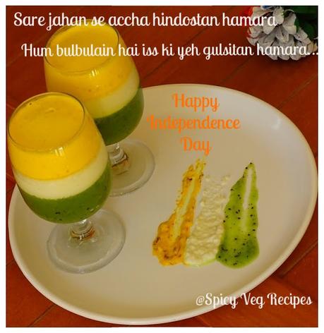 The recipe is prepared using mainly three ingredients. It has a kiwi jelly for the green, Panna Cotta for the white and a saffron mousse for the saffron. Tricolor Parfait for the Independence day-15 August  Festivals N Occasions, Desserts |Sweets | Mithai Recipes, veg recipes, Kids Recipes, Easy Recipes, fuision,