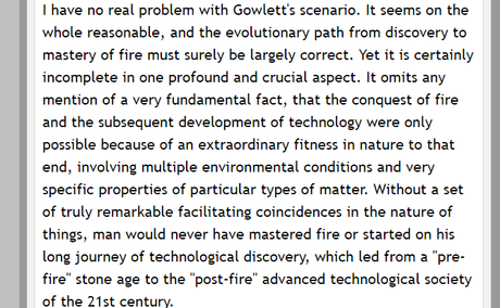 Intelligent designists criticise nuanced view of the evolution of fire for being too nuanced