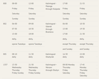World Borders: How to Get From Poland to Kaliningrad (Gdańsk to Kaliningrad City) Bus times for bus from Gdańsk to Kaliningrad City.