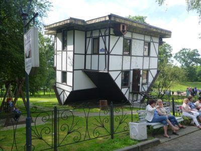 Backpacking in Kaliningrad: Top 25 Sights in Kaliningrad City Backpacking in Kaliningrad - the wacky house that is upside down