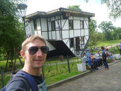 Backpacking in Kaliningrad: Top 25 Sights in Kaliningrad City Crazy Upside Down House ( перевернутая комната), Yunost Park
