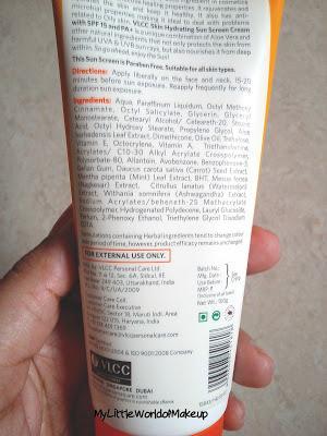 VLCC Skin Hydrating Sun Screen Cream - SPF 15 PA+ Review