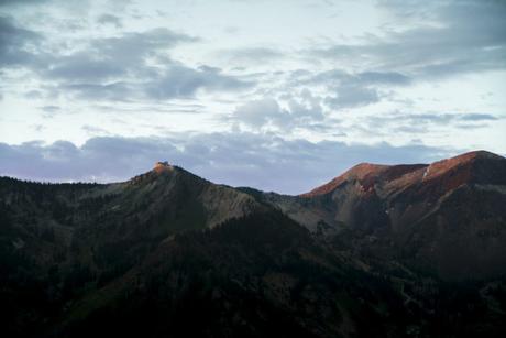 The sun's first rays hit the Snowbird tram and AF Twins. Taken from Superior a few weeks ago.