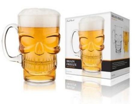 Brain Freeze Skull Beer and Pint Glass