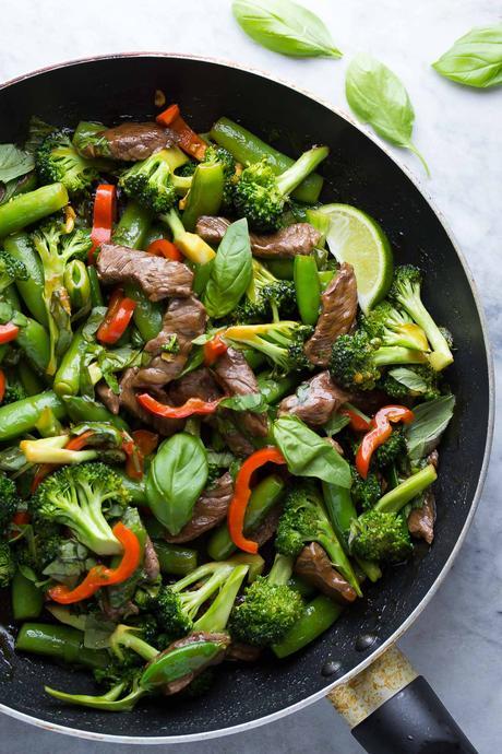 Lime Beef and Basil Stir Fry, a healthy 30 minute dinner recipe