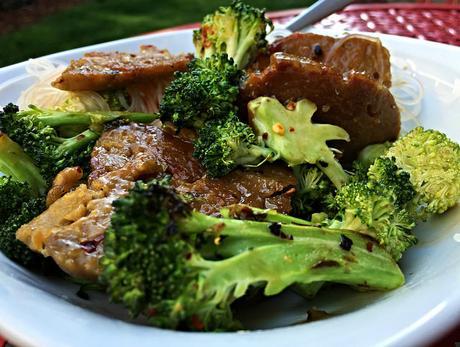 vegan Mongolian beef with broccoli