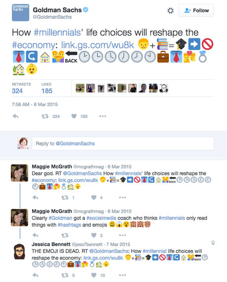 Example of goldman sachs emoji fail