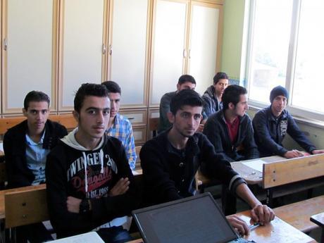 Syrian Economic Forum students learning civic education in Syria. 