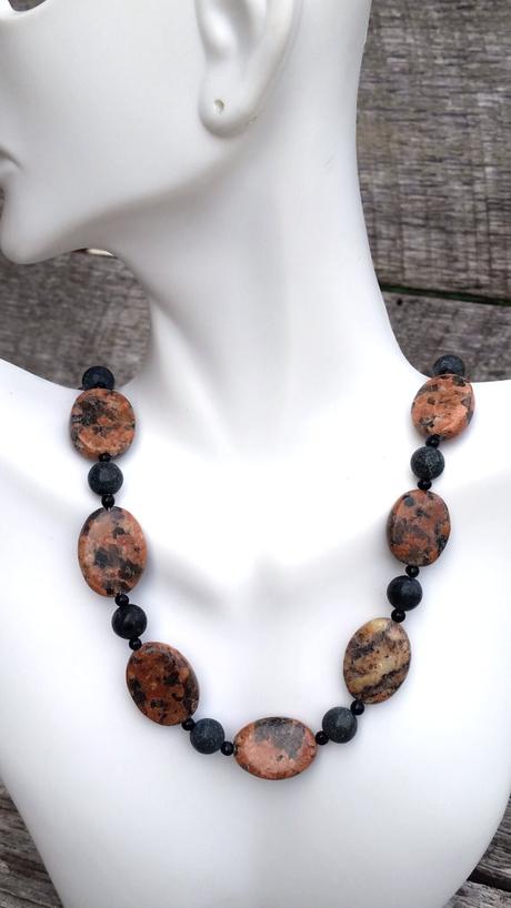 statement bead and stone necklace