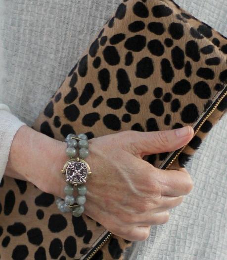 vintage medallion bracelet, Clare V. leopard clutch