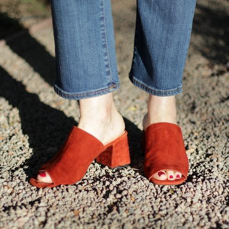 block heel suede mules