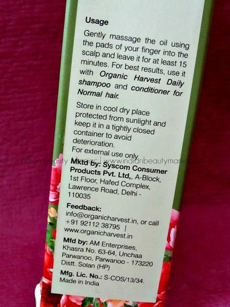 Organic Harvest Hair oil for hair strengthening - Review