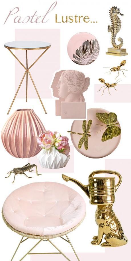 Blush is officially one of the season’s hottest colours for home décor and particularly so when enlivened with a splash, of metallic for a really contemporary feel.