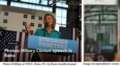 Photo & smart phone image of Hillary in Reno, NV, 8-25-2016