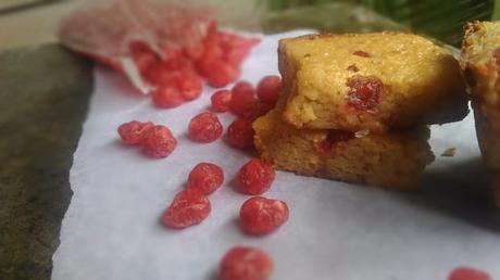 Blondies with White Chocolate and Sour Cherries